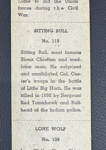 R184-2 Strip Card SET of 16 American Indian Chiefs 1930's UNCUT Sitting Bull Nm