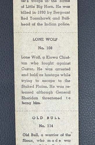R184-2 Strip Card SET of 16 American Indian Chiefs 1930's UNCUT Sitting Bull Nm