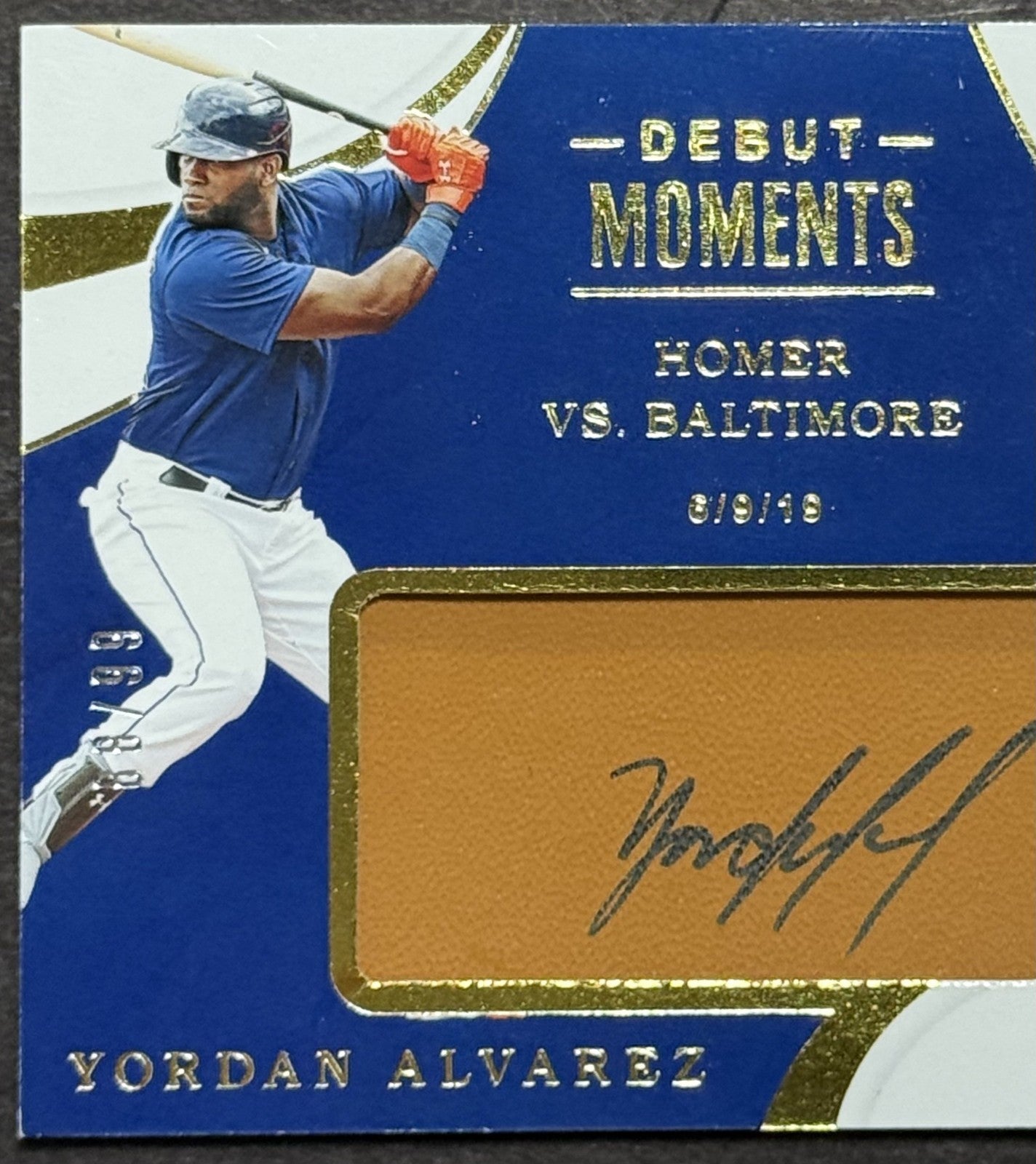2020 Panini Immaculate Debut Moments Yordan Alvarez Patch Rookie Auto /99 Astros