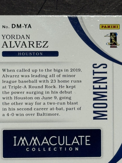 2020 Panini Immaculate Debut Moments Yordan Alvarez Patch Rookie Auto /99 Astros