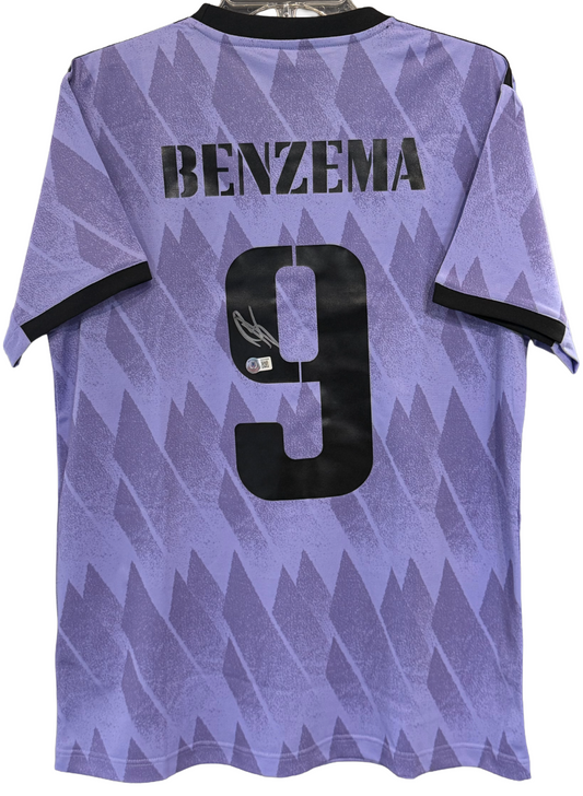 Karim Benzema Signed Adidas Real Madrid 2022/23 Away Jersey Auto BAS COA Size L