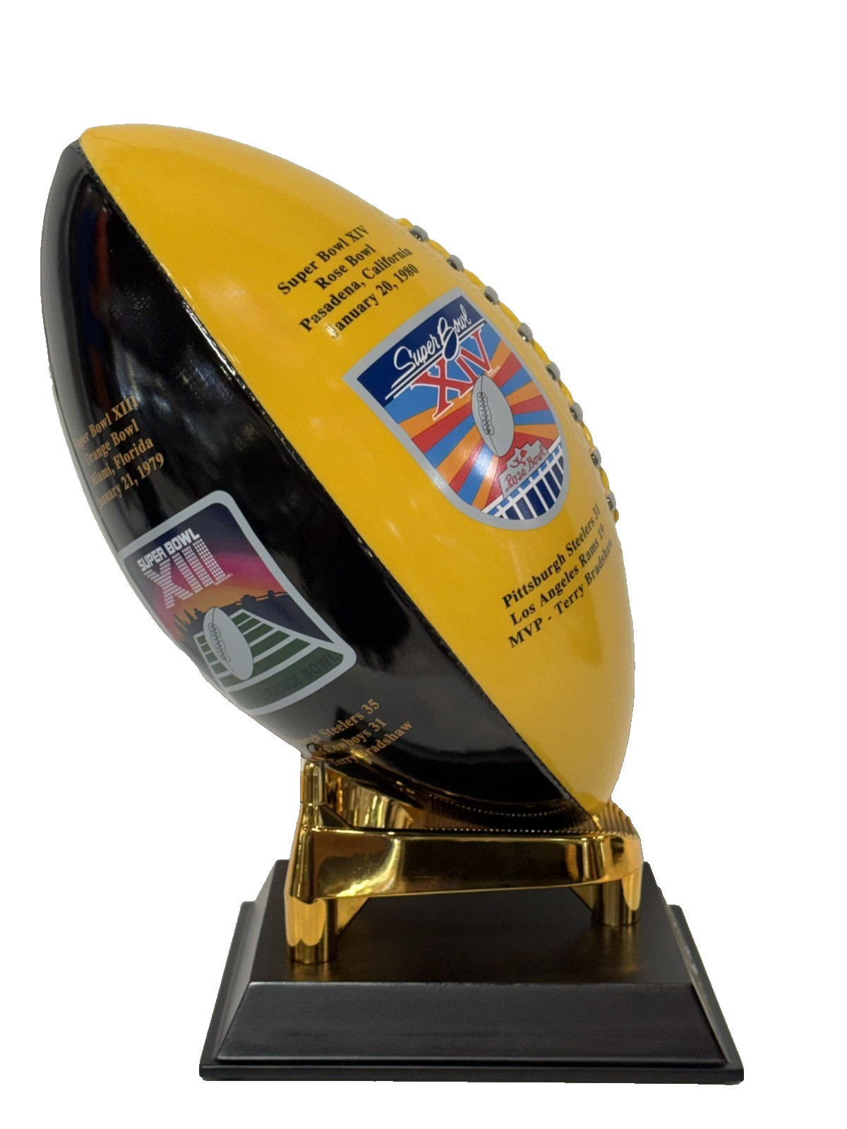 Danbury Mint Pittsburgh Steelers Super Bowl Dynasty Porcelain Trophy Bradshaw