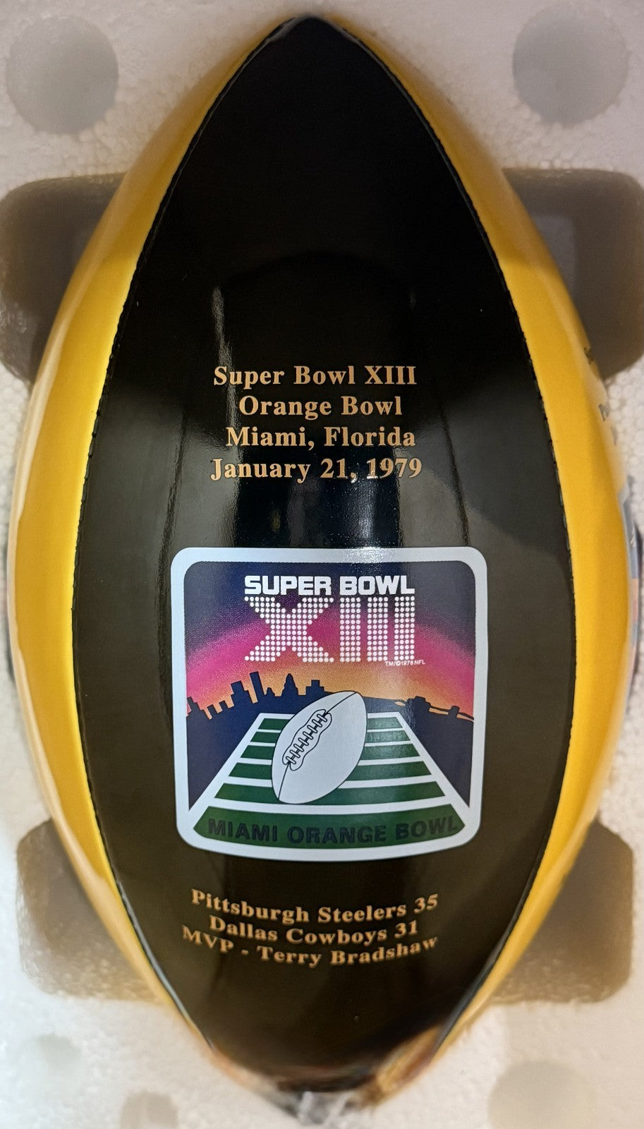 Danbury Mint Pittsburgh Steelers Super Bowl Dynasty Porcelain Trophy Bradshaw