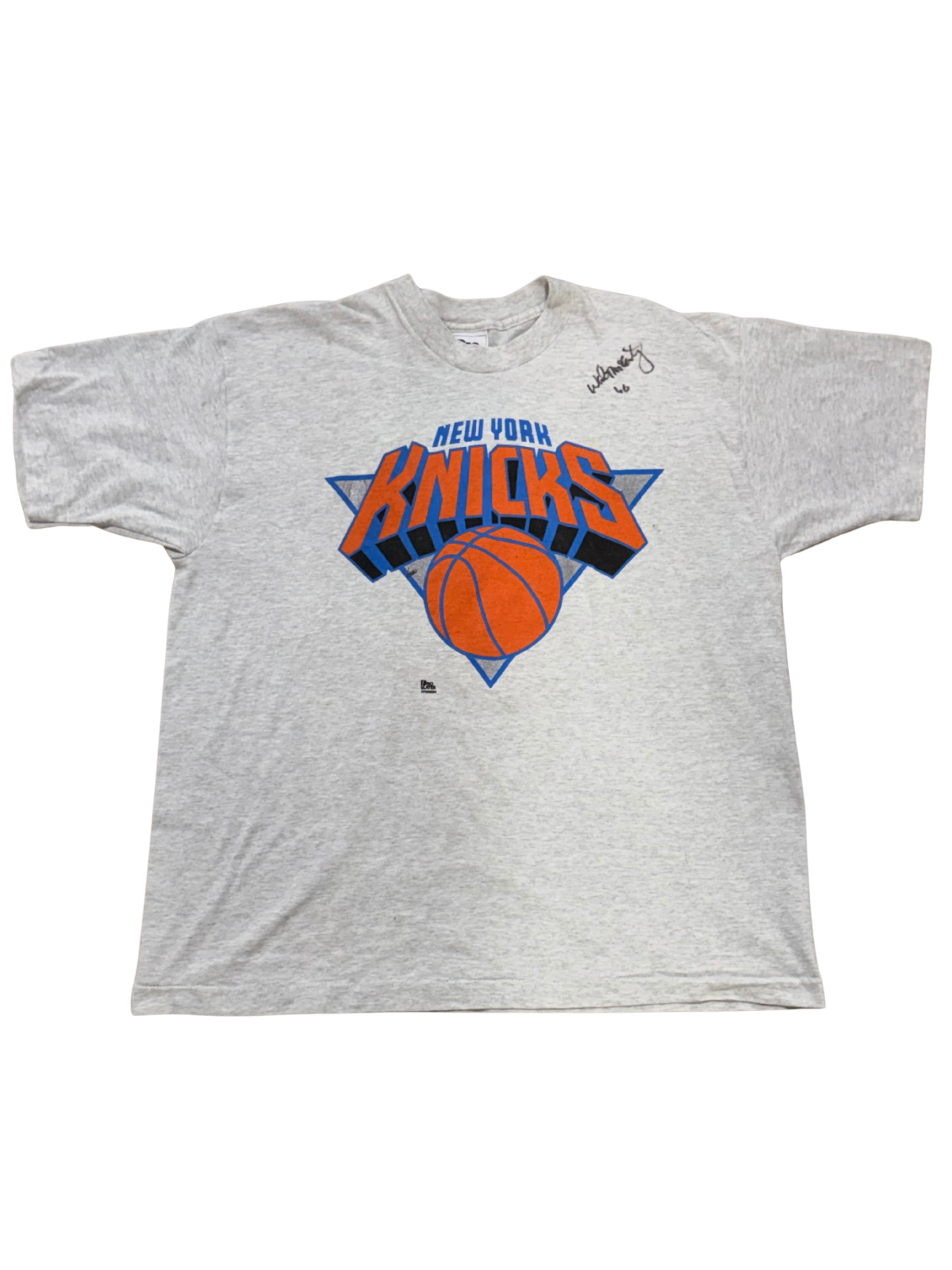 New York Knicks Vintage Pro Player T Shirt Signed Walter McCartey Sz Xl Rare