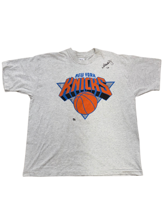 New York Knicks Vintage Pro Player T Shirt Signed Walter McCartey Sz Xl Rare