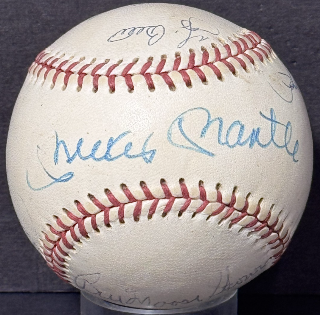 Yankees Signed Cronin Baseball Billy Martin Mickey Mantle Berra HOF 8 Auto PSA