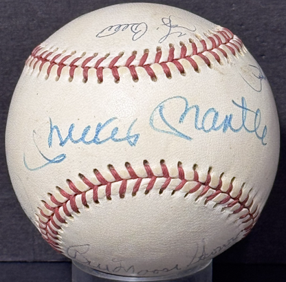 Yankees Signed Cronin Baseball Billy Martin Mickey Mantle Berra HOF 8 Auto PSA