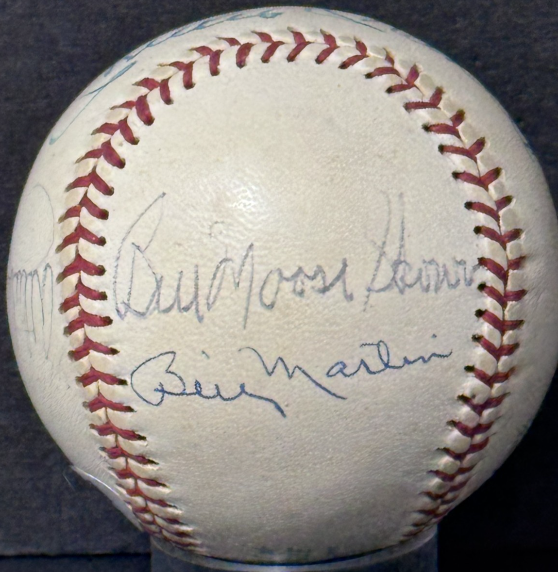 Yankees Signed Cronin Baseball Billy Martin Mickey Mantle Berra HOF 8 Auto PSA