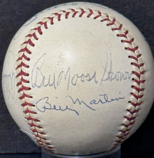 Yankees Signed Cronin Baseball Billy Martin Mickey Mantle Berra HOF 8 Auto PSA