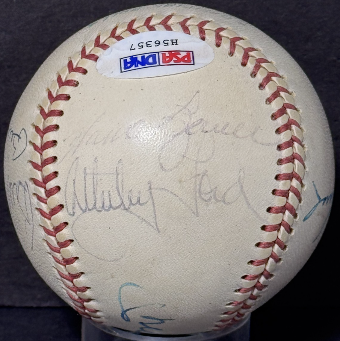 Yankees Signed Cronin Baseball Billy Martin Mickey Mantle Berra HOF 8 Auto PSA