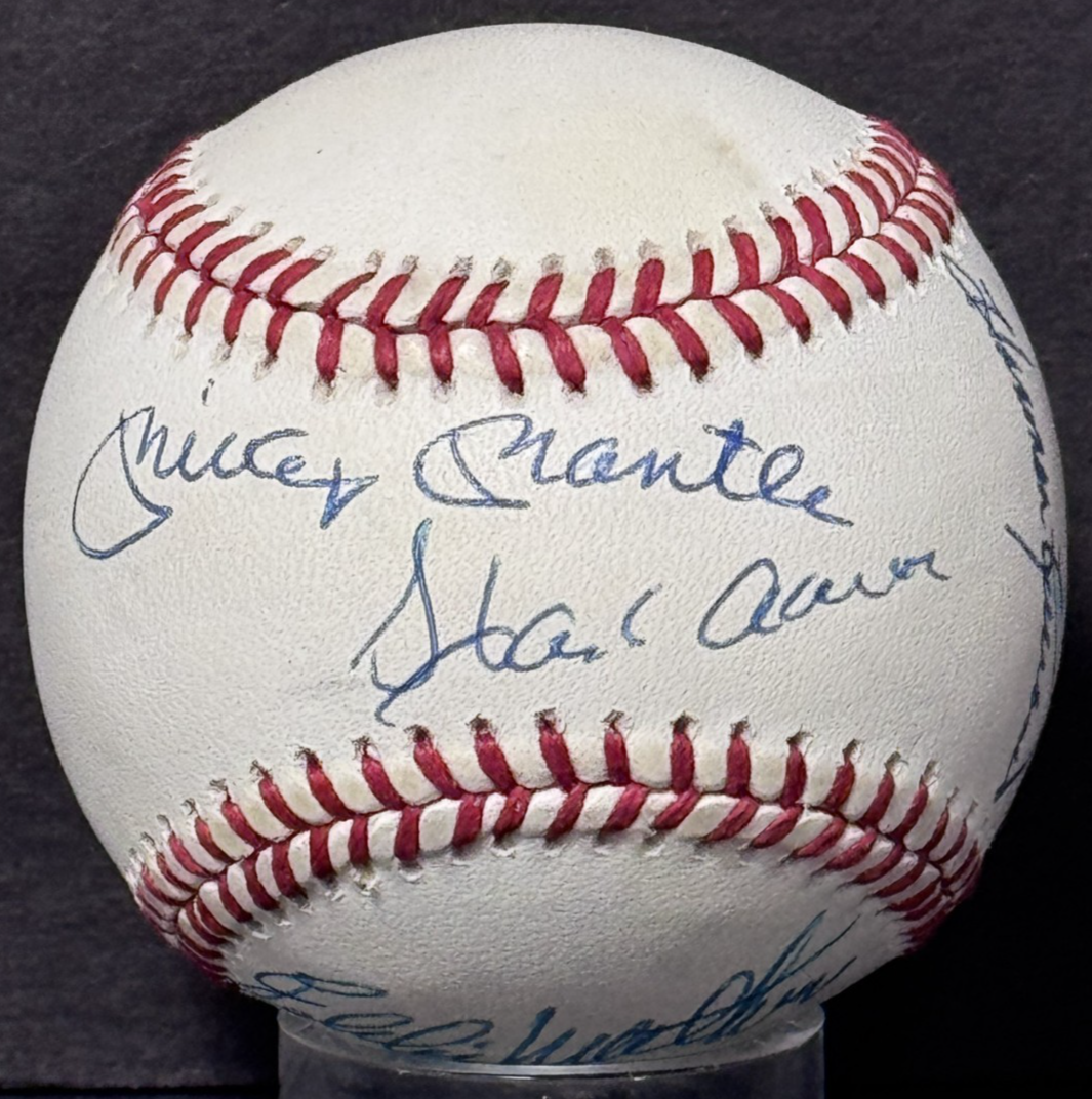 500 HR Club Signed NL Baseball Mickey Mantle Hank Aaron 6 Auto PSA LOA HOF