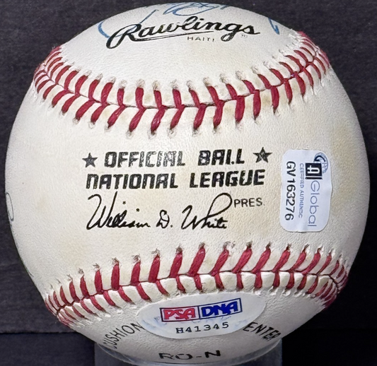 500 HR Club Signed NL Baseball Mickey Mantle Hank Aaron 6 Auto PSA LOA HOF