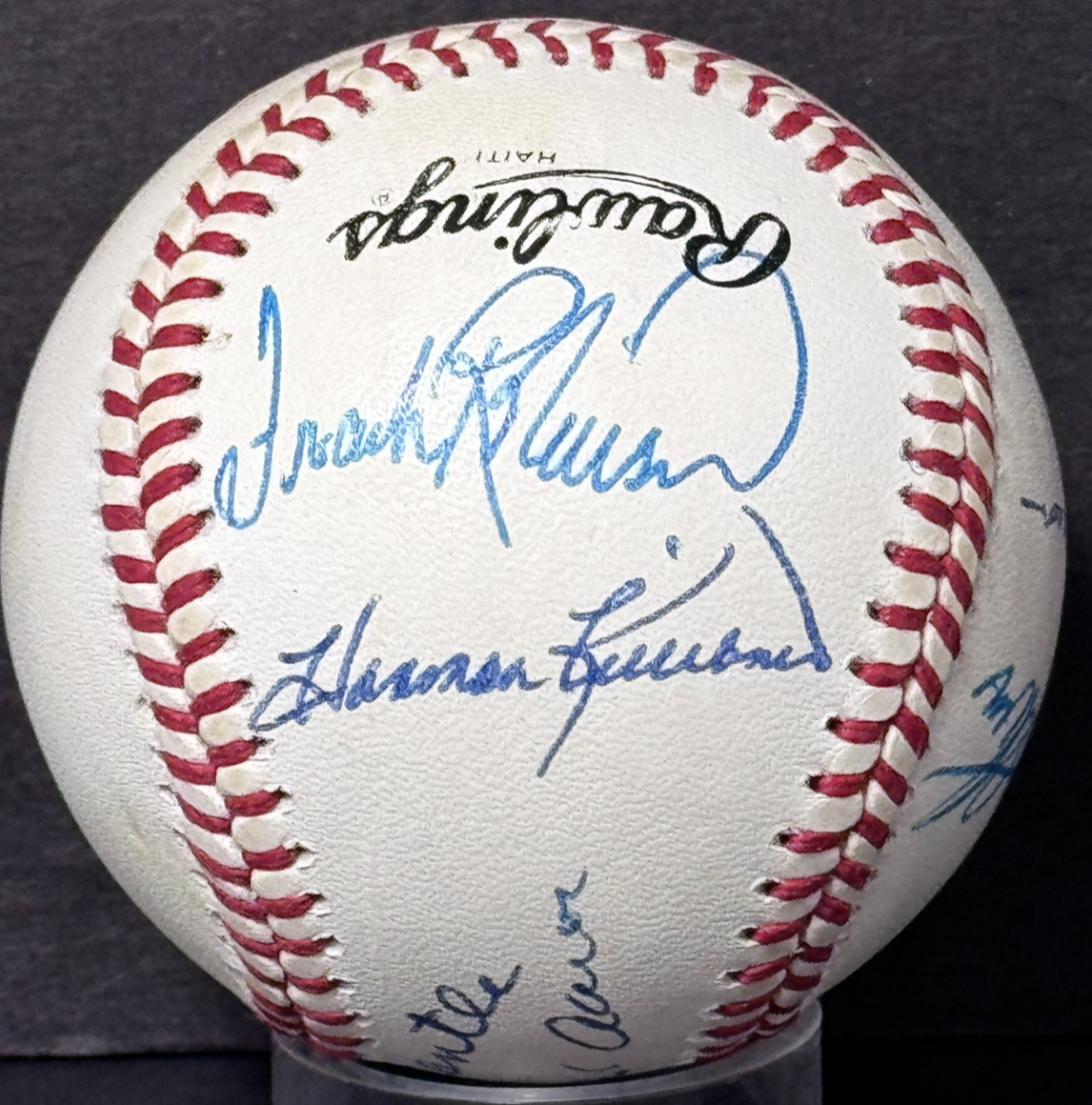 500 HR Club Signed NL Baseball Mickey Mantle Hank Aaron 6 Auto PSA LOA HOF