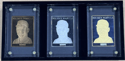 Mickey Mantle 1995 Enviromint Set Bronze Silver Gold Pure .999 Silver Yankees