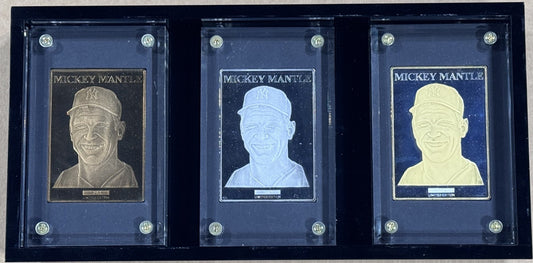 Mickey Mantle 1995 Enviromint Set Bronze Silver Gold Pure .999 Silver Yankees