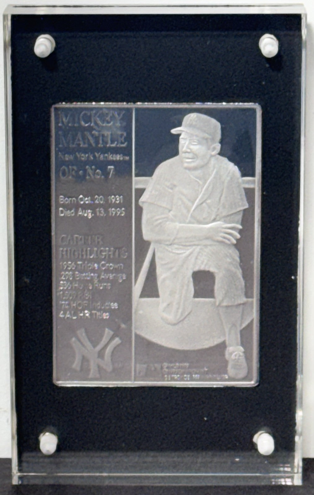 Mickey Mantle 1995 Enviromint Set Bronze Silver Gold Pure .999 Silver Yankees