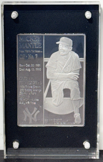 Mickey Mantle 1995 Enviromint Set Bronze Silver Gold Pure .999 Silver Yankees