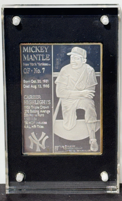 Mickey Mantle 1995 Enviromint Set Bronze Silver Gold Pure .999 Silver Yankees