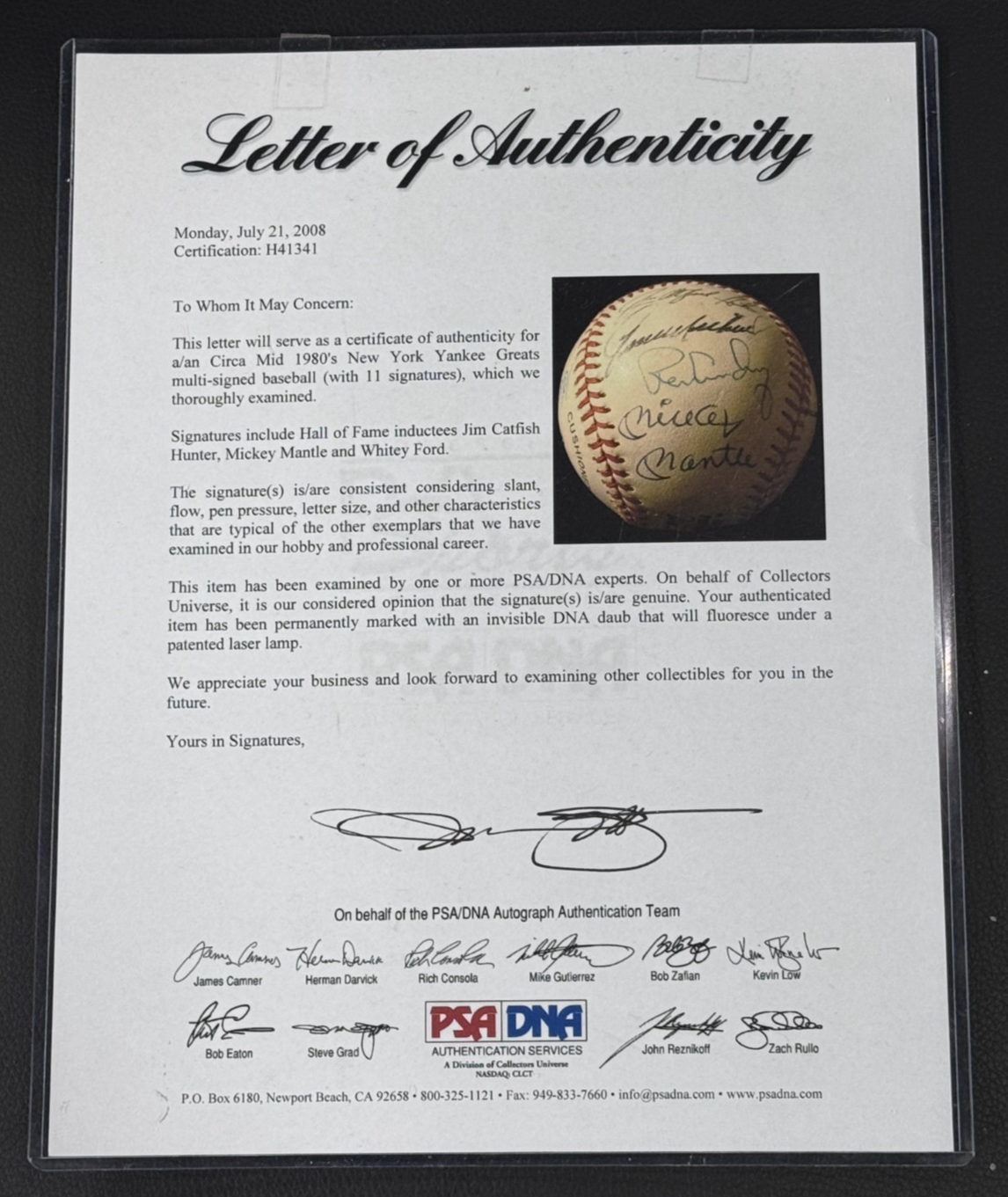 1980s NY Yankees Signed NL Baseball Mickey Mantle Ford 11 Auto PSA LOA 3 HOF