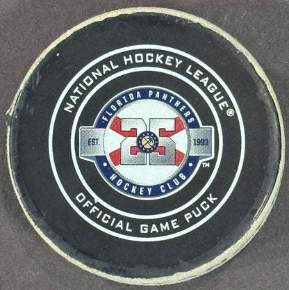 Florida Panthers Game Used 25th Anniv Hockey Puck Vs NY Rangers 12/8/18 Fanatics