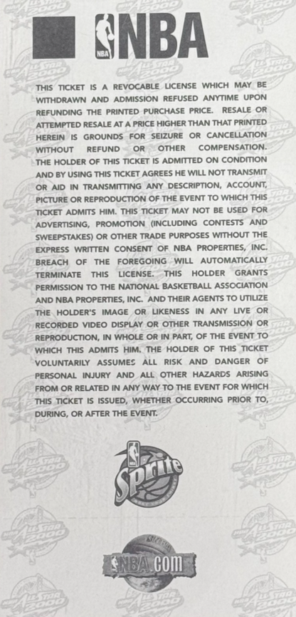 Official 2000 NBA All Star Game VIP Ticket LE /500 Oakland CA Duncan Shaq MVP MT