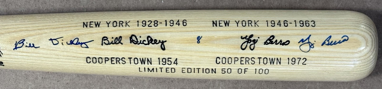 Yogi Berra Bill Dickey Signed LS Cooperstown LE Bat /100 Auto JSA LOA NY Yankees