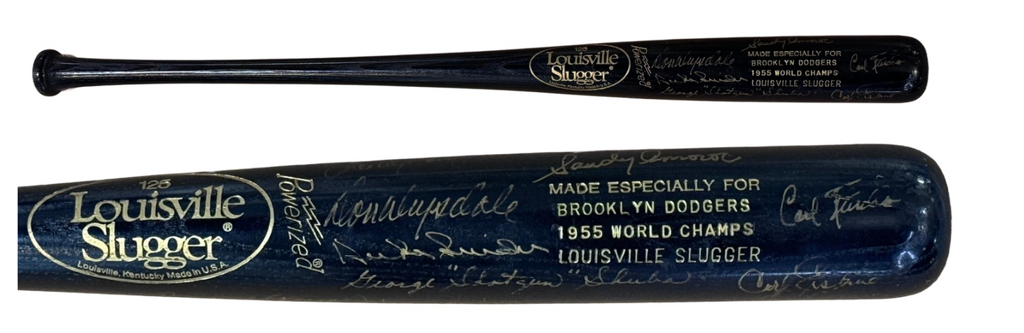 1955 Brooklyn Dodgers Team Signed LS Bat 17 Auto Koufax Reese Snider CBM COA HOF
