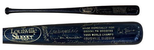 1955 Brooklyn Dodgers Team Signed LS Bat 17 Auto Koufax Reese Snider CBM COA HOF