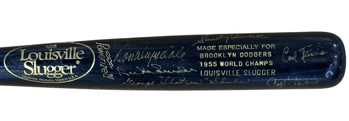 1955 Brooklyn Dodgers Team Signed LS Bat 17 Auto Koufax Reese Snider CBM COA HOF