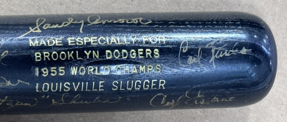 1955 Brooklyn Dodgers Team Signed LS Bat 17 Auto Koufax Reese Snider CBM COA HOF