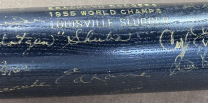 1955 Brooklyn Dodgers Team Signed LS Bat 17 Auto Koufax Reese Snider CBM COA HOF