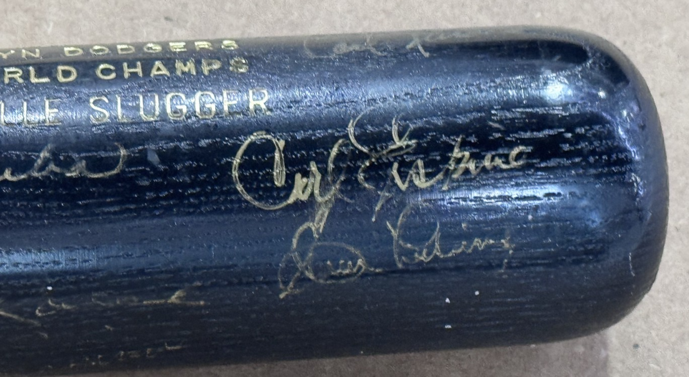 1955 Brooklyn Dodgers Team Signed LS Bat 17 Auto Koufax Reese Snider CBM COA HOF