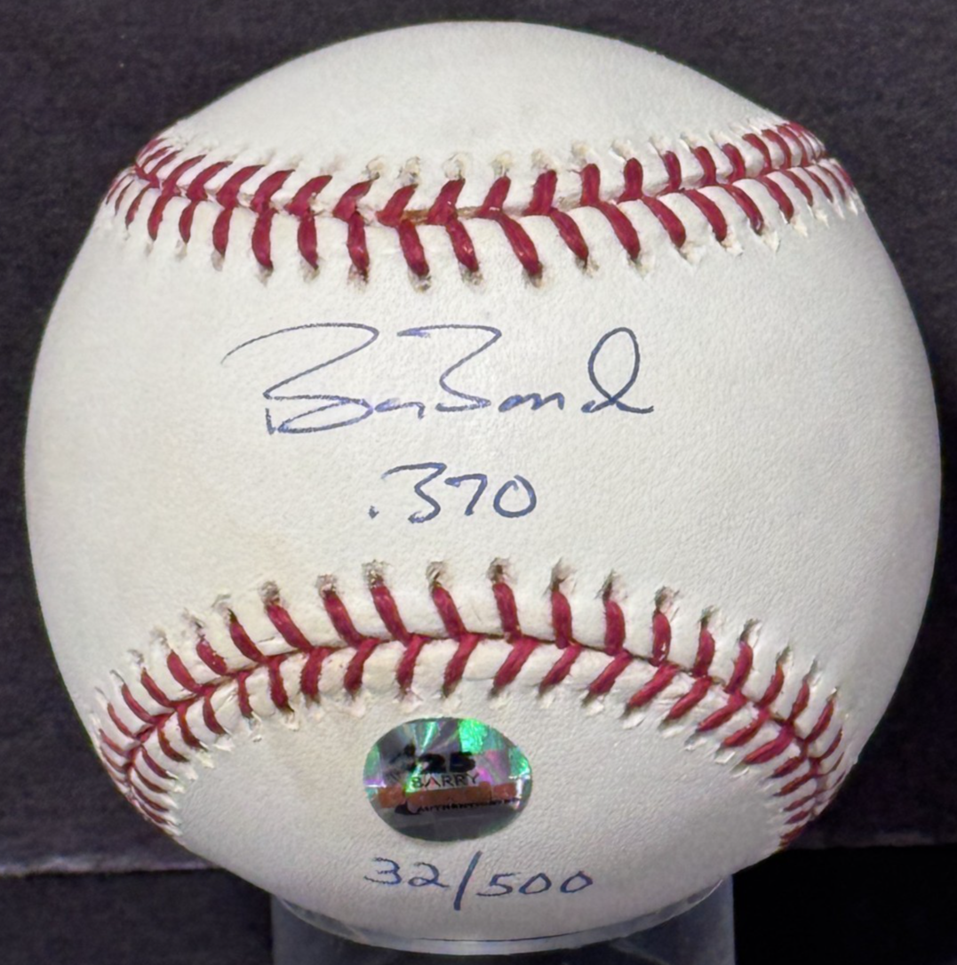 Barry Bonds Signed Batting Title Baseball LE /500 .370 Auto Bonds COA SF Giants