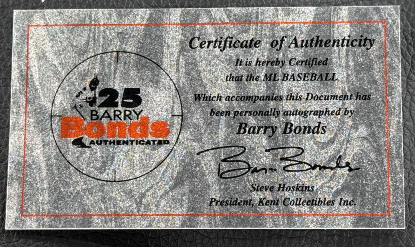 Barry Bonds Signed Batting Title Baseball LE /500 .370 Auto Bonds COA SF Giants