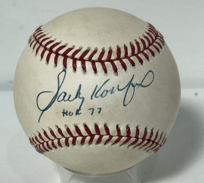 Sandy Koufax Dodgers Signed Official N.L Baseball Hof 72 Auto PSA Coa