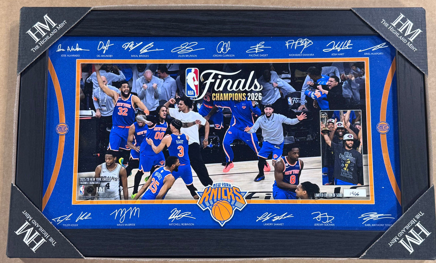 Ny Knicks 2026 NBA Champs Team Celebration Framed Highland Mint Photo OG Brunson