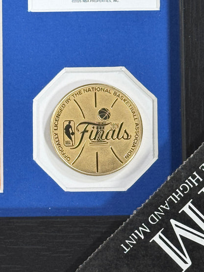 2026 NBA Finals Champions NY Knicks Photo Framed Highland Mint 2 Coin Brunson