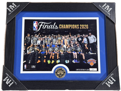 2026 NBA Finals Champions NY Knicks Team Photo Framed Highland Mint Coin Brunson