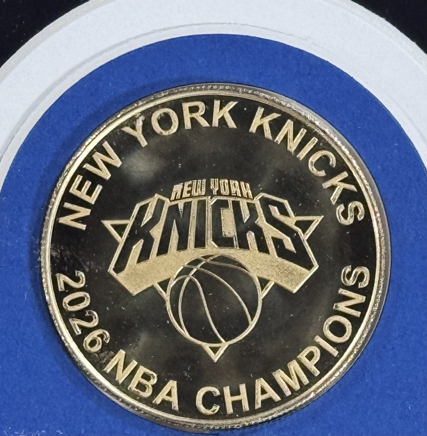 2026 NBA Finals Champions NY Knicks Team Photo Framed Highland Mint Coin Brunson