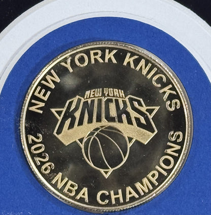 2026 NBA Finals Champions NY Knicks Team Photo Framed Highland Mint Coin Brunson