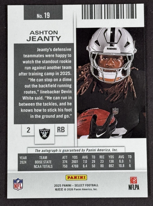 2025 NFL Panini Contenders Ashton Jeanty Rookie Ticket Auto #19 Raiders RC Mint