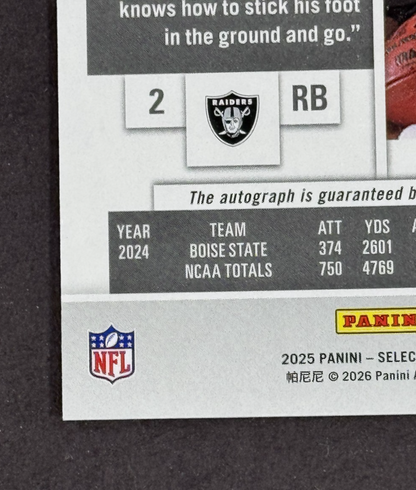 2025 NFL Panini Contenders Ashton Jeanty Rookie Ticket Auto #19 Raiders RC Mint