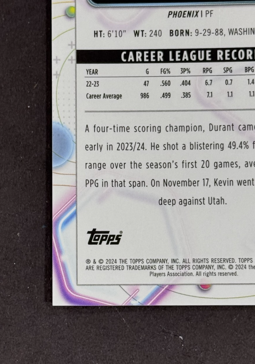 2024 Topps Chrome Cosmic NBA Kevin Durant Red Flare LE 1/5 Mint Suns Rockets