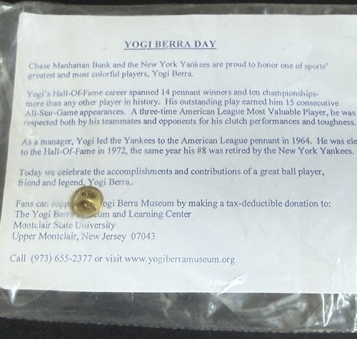 NY Yankees Yogi Berra Day / David Cone Perfect Game Pin 1999 Yankees Sga Chase