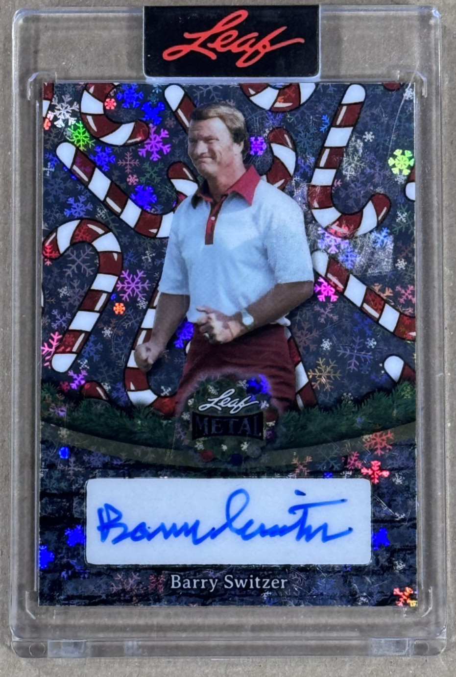 2025 Leaf Metal Barry Switzer Candy Cane Prismatic Auto /15 #BA-BS2 Oklahoma HC