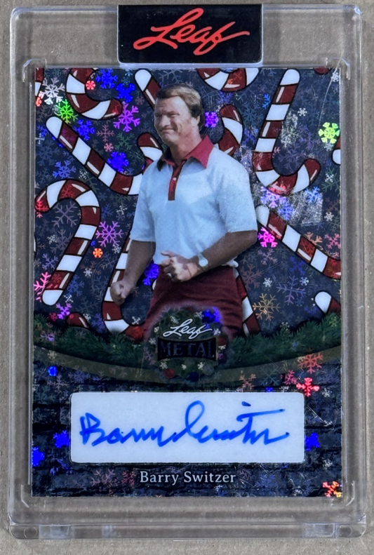 2025 Leaf Metal Barry Switzer Candy Cane Prismatic Auto /15 #BA-BS2 Oklahoma HC