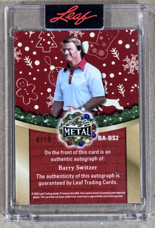 2025 Leaf Metal Barry Switzer Candy Cane Prismatic Auto /15 #BA-BS2 Oklahoma HC