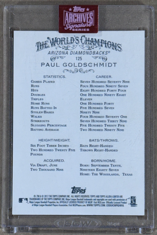 2017 Topps Archives Paul Goldschmidt Auto /5 #125 Sealed Mint Dbacks NY Yankees
