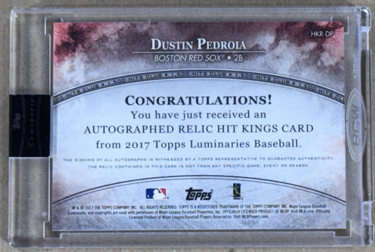 2017 Topps Luminaries Dustin Pedroia Hit Kings Patch Auto /10 Sealed Red Sox