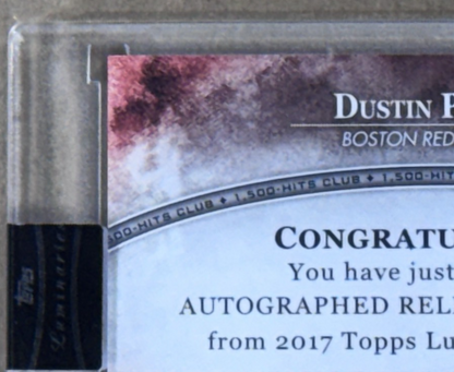2017 Topps Luminaries Dustin Pedroia Hit Kings Patch Auto /10 Sealed Red Sox